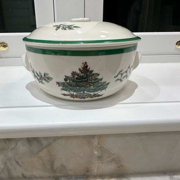 SPODE CHRISTMAS TREE COVERED CASSEROLE DEEP DISH BOWL PORCELAIN - Picture 7 of 10